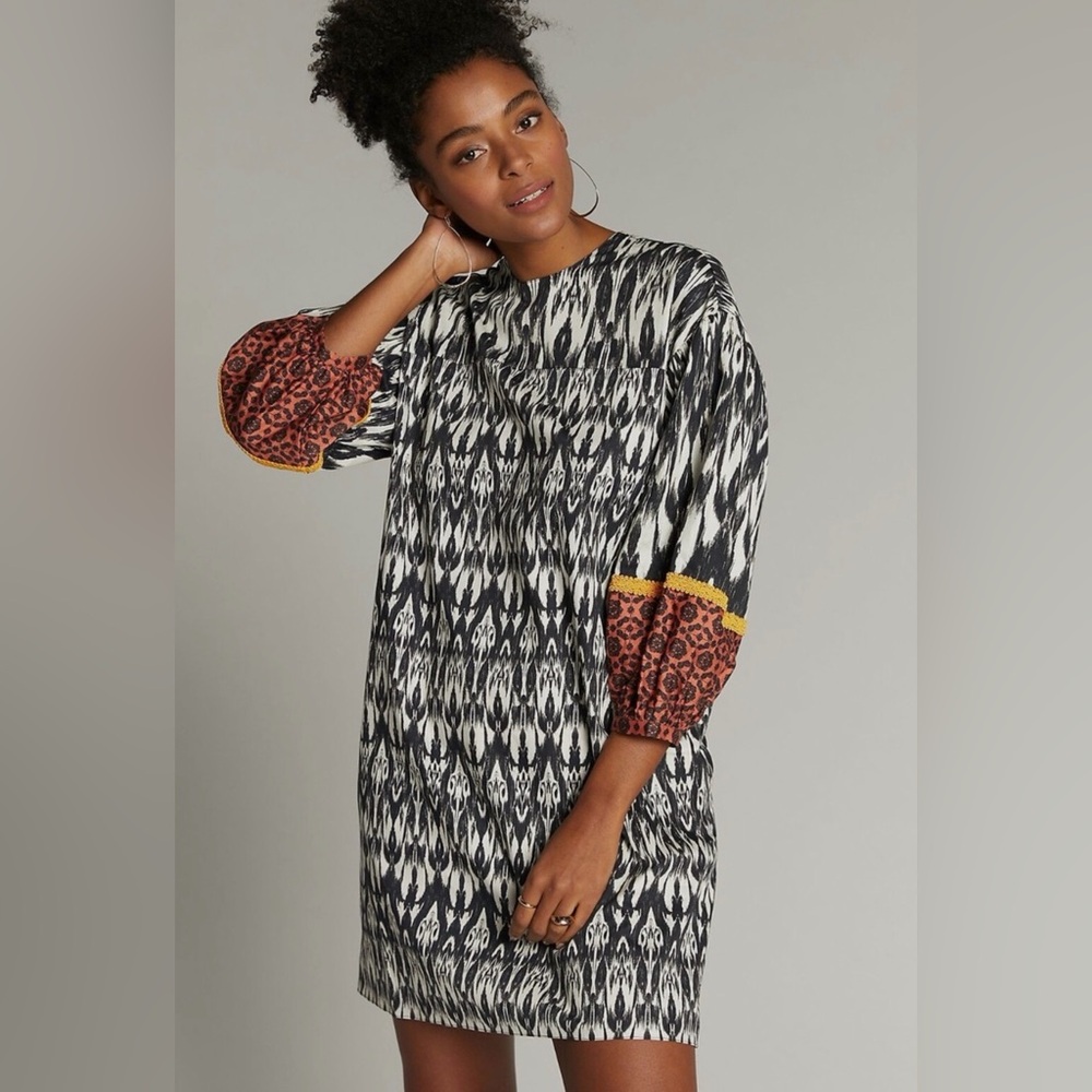 Sachin & Babi x Anthropologie Caralisa Ikat Tribal Print Cotton Dress medium